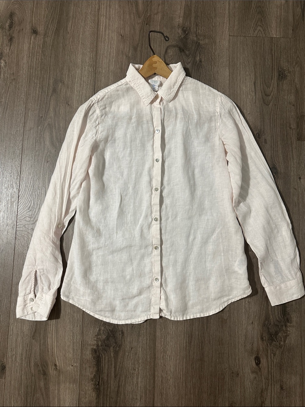 Sigrid Olsen Light Pink Linen Button-Down Shirt Button Back 100% Linen
